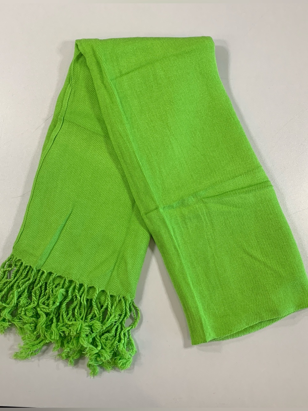 Selini Lime Green Pashmina Fringe Shawl Wrap Scarf Neon Chartreuse Y2K 2000s